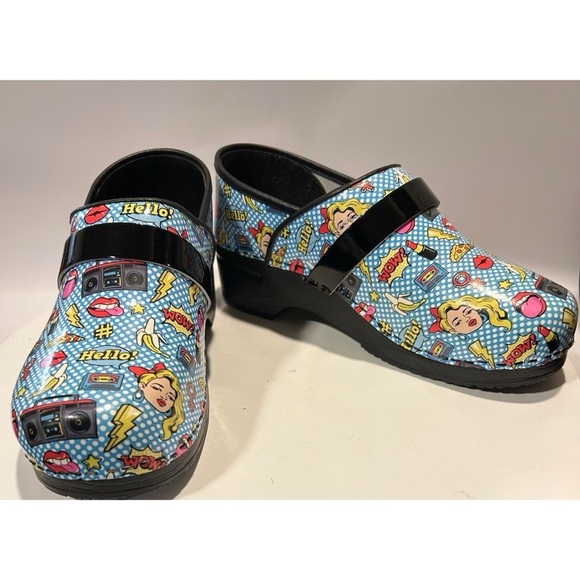 BJORK Women's Andie Pop Art Leather Slip-on Comfortable Clogs – Size 41/US 11 - Picture 3 of 5